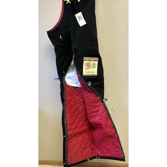 NWT Vtg Carhartt Men's 42X30 Black Bib Overalls Double Knee Duck Canvas Workwear - Picture 5 of 10